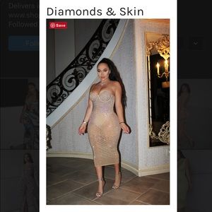 Nude with crystals midi dress.